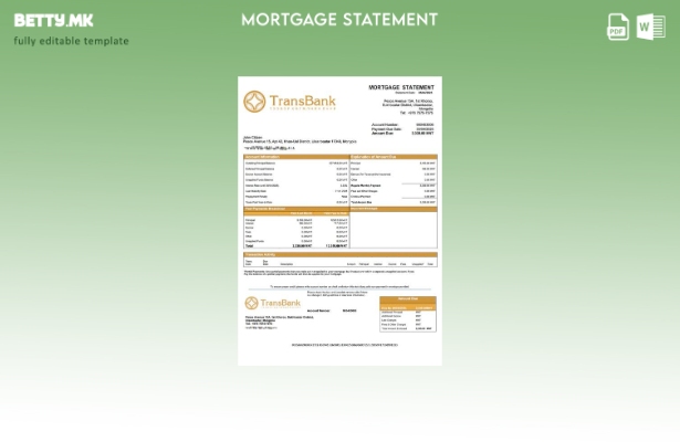 Модерен стил Монголија транс банка изјава за хипотека Шаблон Word и PDF шаблон