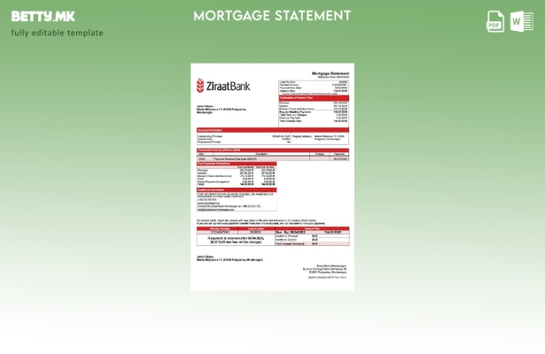 Модерен стил Монтенегро Ziraat Bank Montenegro извод за хипотека Шаблон за Word