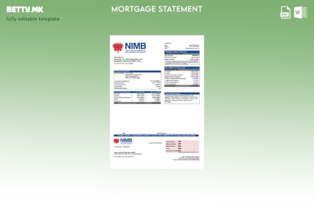 Модерен стил Непал инвестициска мега банка (NIMB) изјава за хипотека Шаблон за W