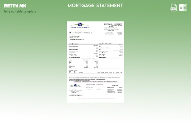 Модерен стил САД Охајо Шаблон за извод на хипотека за петта трета банка