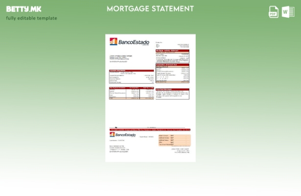 Модерен стил Чиле Банко дел Естадо де Чиле Шаблон за извод на банкарска хипотека