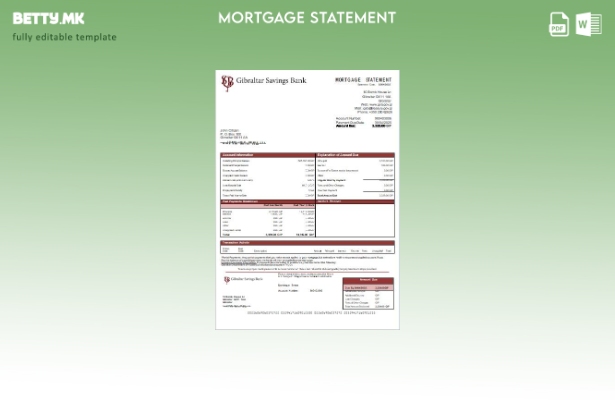 Модерен стил Шаблон за извод за хипотека на Гибралтарската штедилница