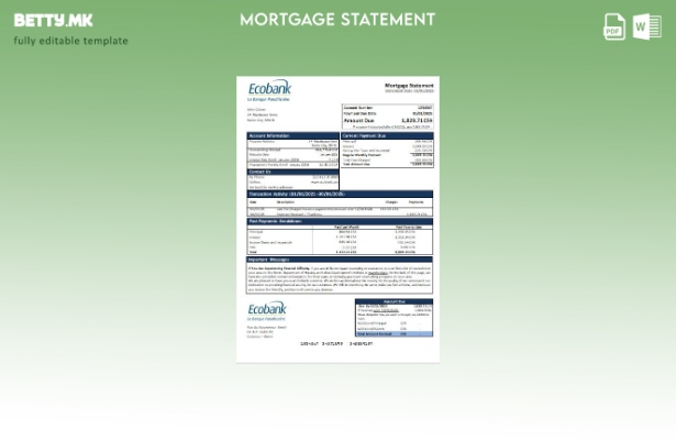 Модерен стил Шаблон за извод за хипотека на банка на Бенин Екобанк