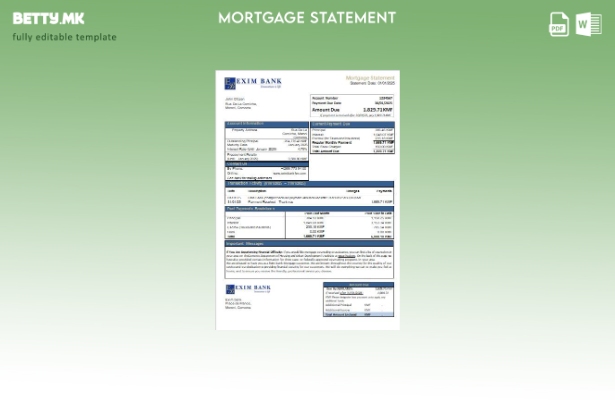Модерен стил Шаблон за извод за хипотека на банката Коморос Ексим