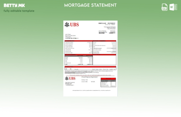 Модерен стил Шаблон за извод за хипотека од банка во Франција UBS