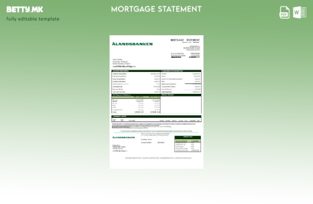 Модерен стил Шаблон за извод за хипотека од банка на Финска Аланд