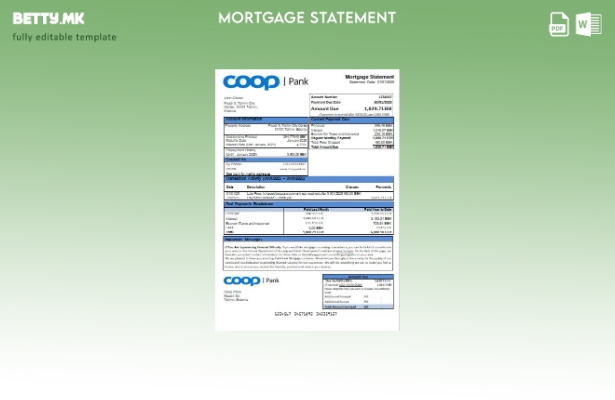 Модерен стил Шаблон за извод за хипотека од банка на Estonia Coop Pank