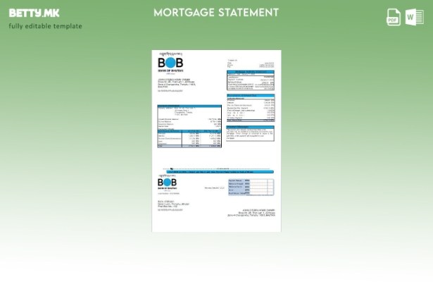 Модерен стил Шаблон за извод на банкарска хипотека на Банката на Бутан на Бутан