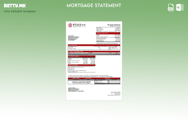 Модерен стил Шаблон за извод на банкарска хипотека на Банката на Кина во Хонг Ко