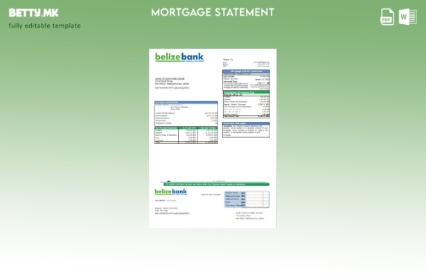 Модерен стил Шаблон за извод на банкарска хипотека на Белизе Белизебанк