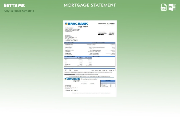 Модерен стил Шаблон за извод на банкарска хипотека на банка BRAC во Бангладеш