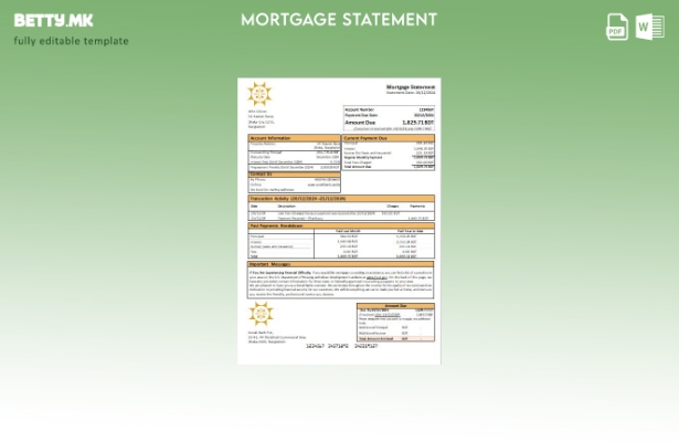 Модерен стил Шаблон за извод на хипотека на Бангладеш Sonali Bank