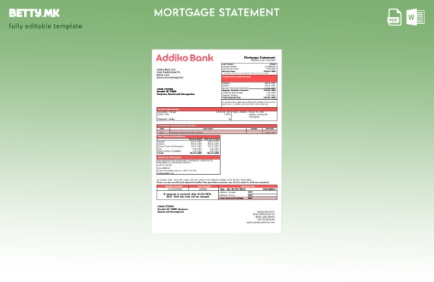 Модерен стил Шаблон за извод на хипотека на банката Адико на Босна и Херцеговина