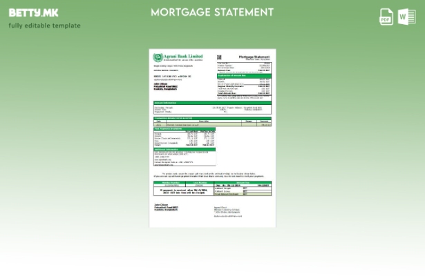 Модерен стил Шаблон за извод на хипотека од Бангладеш Аграни банка