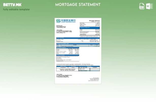 Модерен стил Шаблон за извод од банка за хипотека во Кина Миншенг