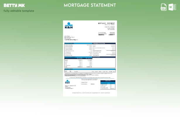 Модерен стил Шаблон за извод од банка за хипотека на банката K&H Bank