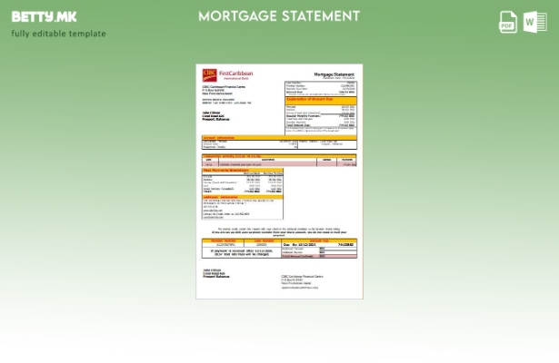 Модерен стил на Бахамите CIBC Caribbean Bank Шаблон за извод за хипотека од банк