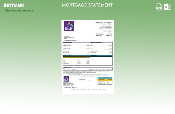 Модерен стил на Бахреин BISB банкарски извод за хипотека шаблон