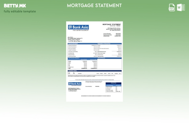 Модерен стил на Киргистан Банка на Азија за хипотека Шаблон за Word и PDF