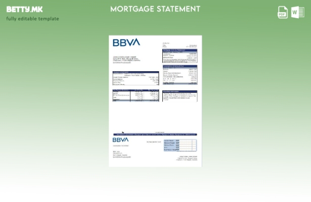 Модерен стил на Колумбија BBVA шаблон за извод за хипотека за банка