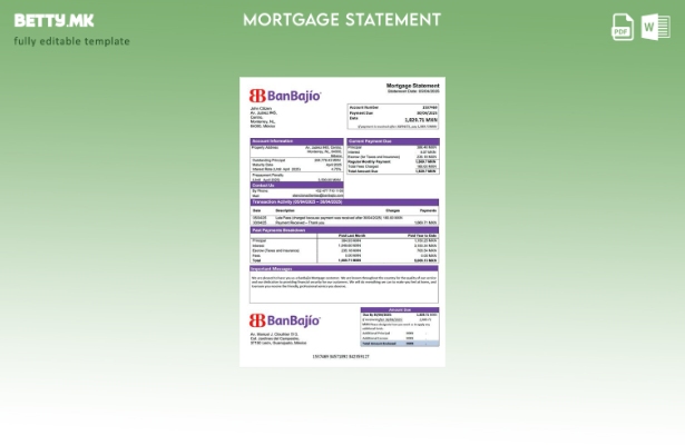 Модерен стил на Мексико BanBajío за хипотека шаблон за Word и PDF