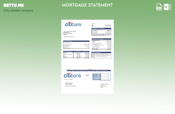 Модерен стил на шведска изјава за хипотека на Citibank во шаблон за формати Word