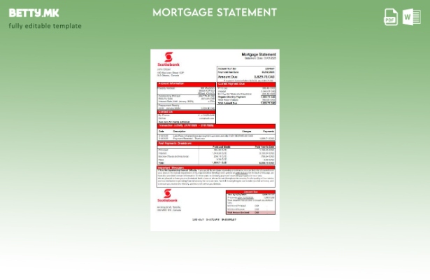 Модерен стил шаблон за извод на банкарска хипотека на Канада Scotiabank