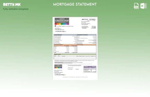 Модерен стил Argentina Banco Credicoop Шаблон за извод на банкарска хипотека