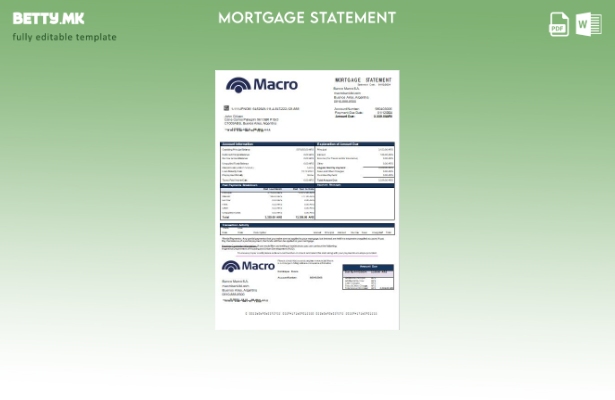 Модерен стил Argentina Banco Macro S.A. Шаблон за извод на банкарска хипотека