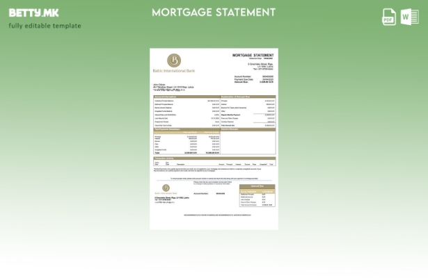 Модерен стил Latvia Baltic International Bank SE извод за хипотека за Word и PDF