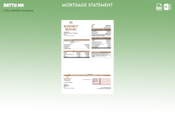 Модерен стил Latvia Signet Bank извод за хипотека Шаблон за Word и PDF