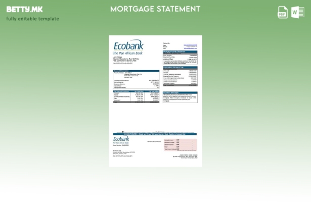 Модерен стил Mali Ecobank Mali извод за хипотека Шаблон за Word и PDF