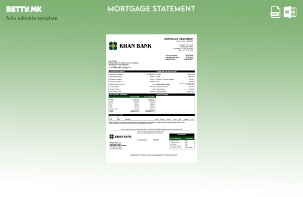 Модерен стил Mongolia Khan Bank извод за хипотека Шаблон за Word и PDF