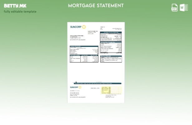 Модерен стил, Шаблон за извод за хипотека од банка во Австралија Suncorp