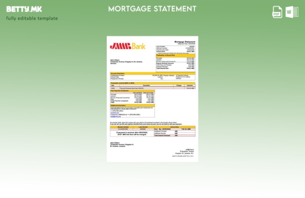 модерен стил Јамајка JMMB Bank Limited извод за хипотека Шаблон за Word и PDF
