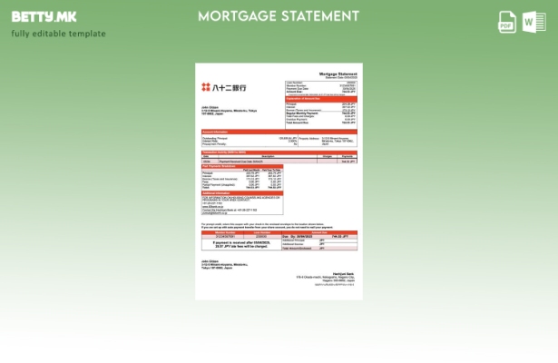 модерен стил Јапонски Хачијуни банка за хипотека шаблон за Word и PDF