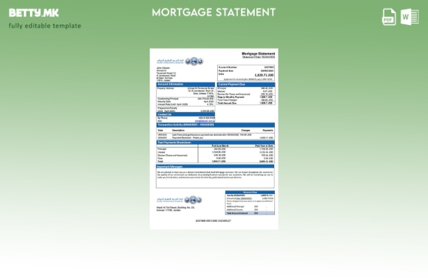 модерен стил Јордан Исламска меѓународна арапска банка изјава за хипотека Шаблон
