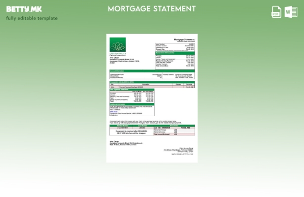 модерен стил Јордан Каиро Аман банка изјава за хипотека Шаблон Word и PDF шаблон