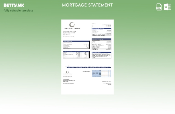 модерен стил Јужноафриканска империјална банкарска изјава за хипотека во шаблон
