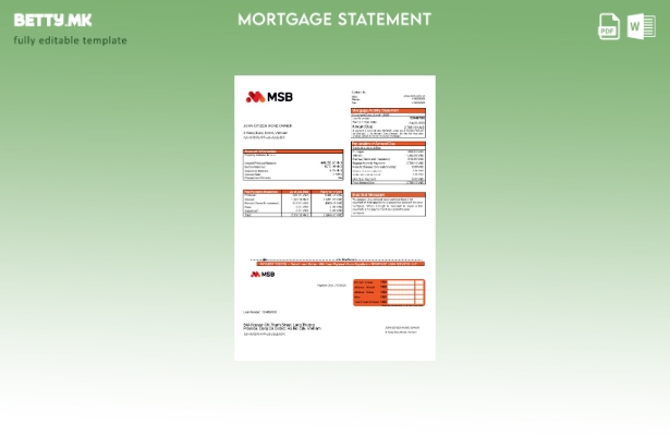 модерен стил Виетнам MSB банка хипотека изјава во формати Word и PDF шаблон