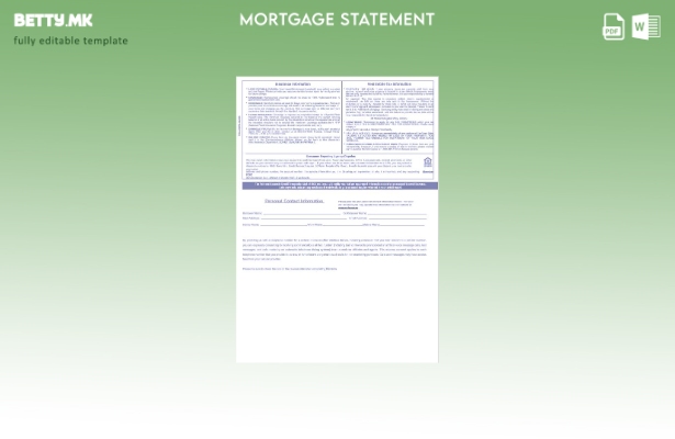 модерен стил Зимбабве NMB банка за хипотека извод во Word и PDF формати, шабло 1