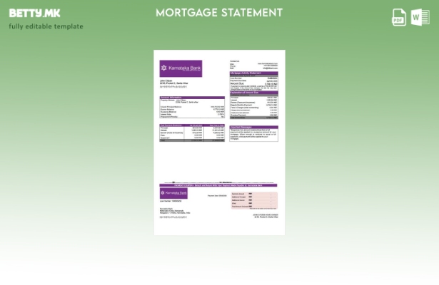 модерен стил Извештај за хипотека во Индија Карнатака банка Шаблон за шаблон за