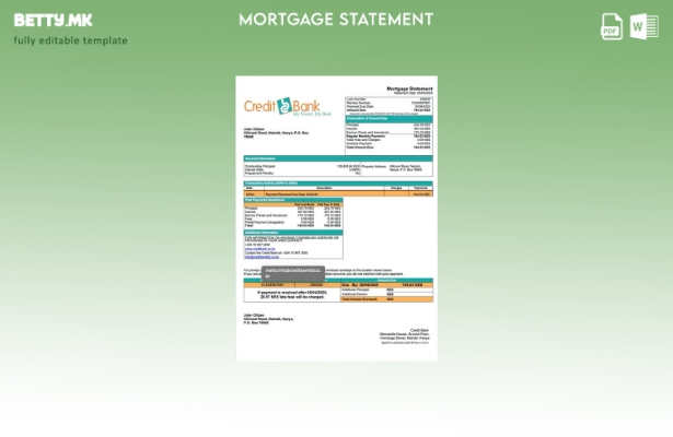 модерен стил Извештај за хипотека во Кенија Кредитна банка Шаблон за шаблон Word