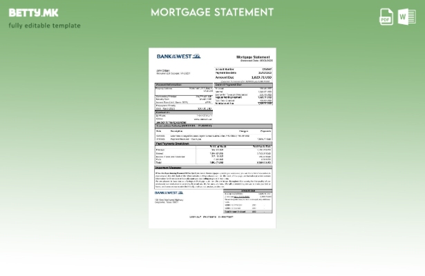 модерен стил Извештај за хипотека на Банката на САД на Западниот брег во шаблон