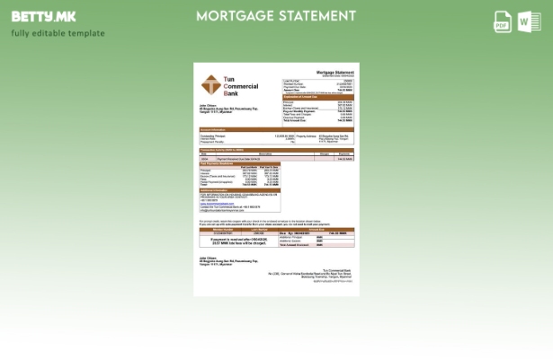 модерен стил Извештај за хипотека на Банката на Фондацијата Мјанмар Тун Шаблон з