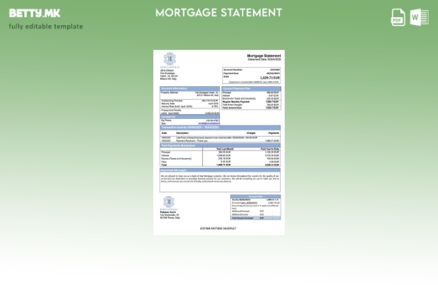 модерен стил Извештај за хипотека на Италија Банка на Италија Шаблон за Word и P