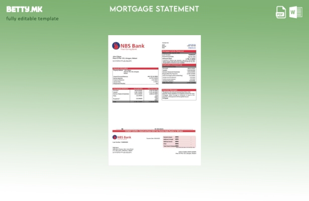 модерен стил Извештај за хипотека на Малави НБС банка Шаблон за Word и PDF