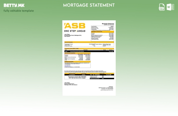 модерен стил Извештај за хипотека на Нов Зеланд ASB Bank Шаблон за Word и PDF