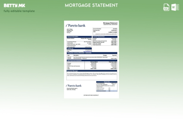 модерен стил Извештај за хипотека на Норвешка Парето банка Шаблон за Word и PDF