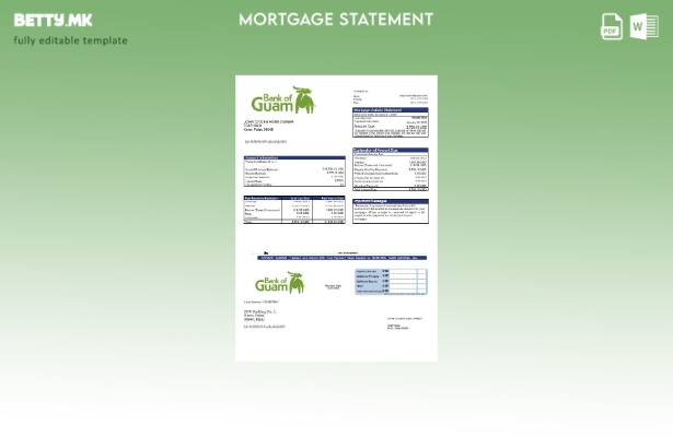 модерен стил Извештај за хипотека на банка од Палау Гваман во шаблон за формати